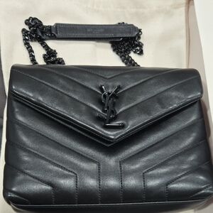 Yves Saint Laurent Lou Lou SMALL Black Chevron Shoulder Bag